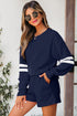 Varsity Stripe Drop Shoulder Crewneck Sweatshirt And Drawstring Shorts Short Set